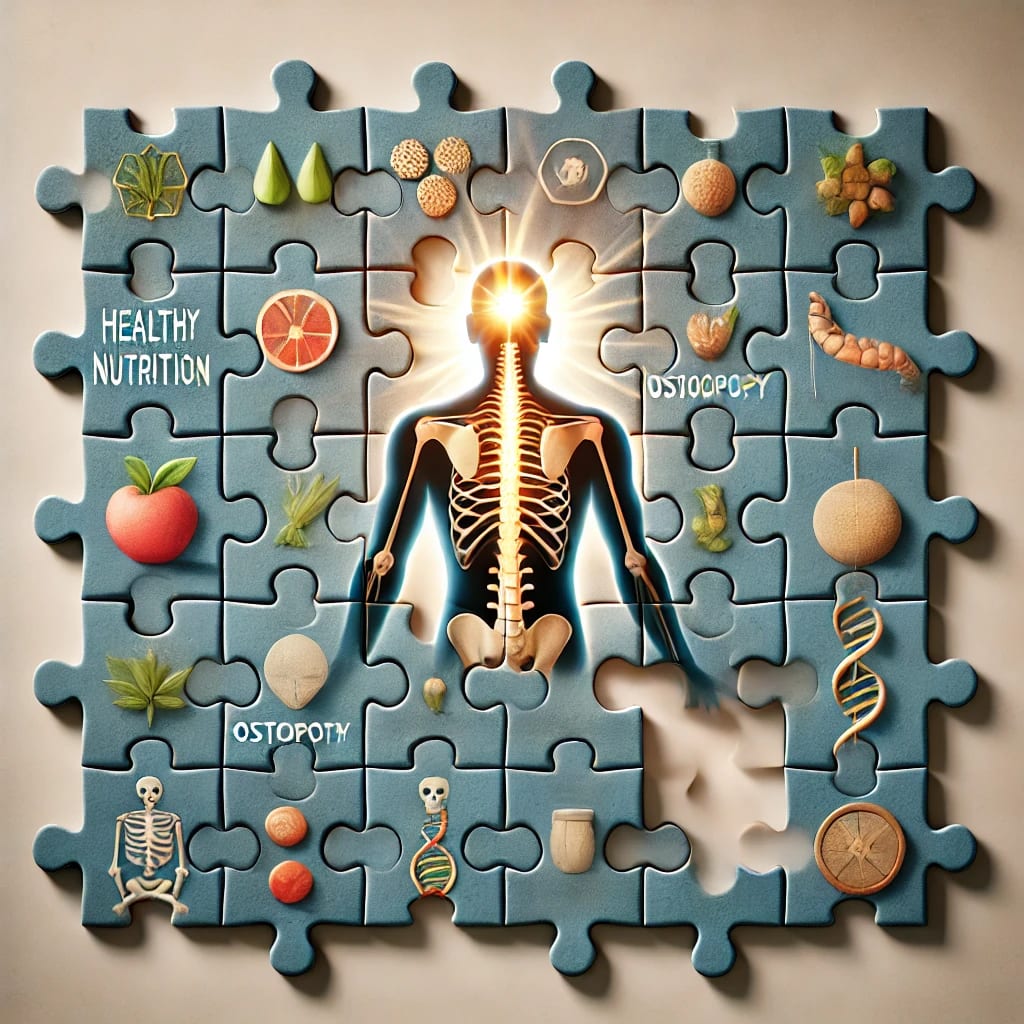 Il corpo in equilibrio: dove la nutrizione incontra l’osteopatia. puzzle salute -